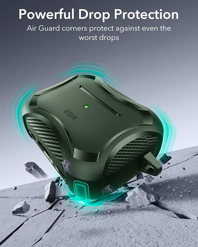 ESR for AirPods Pro 3 Case (2025), Compatible with Airpods Pro 3rd Generation Case (USB-C Cable), Magnetic Lid, MagSafe Ready, Powerful Drop Protection, Cyber Series, Green