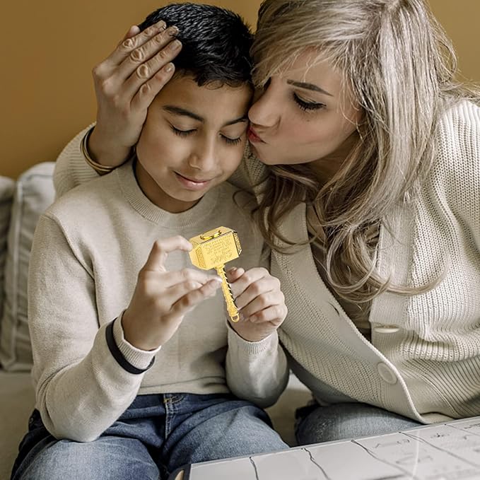 Fidget Chain Hammer Spinners Metal with Star Fidget Finger Spinner Toy, Anxiety Toy Focus Copper Brass Fidget Toys Fingertip Gyro Stress Relief Gifts for Kids Adults(Golden)