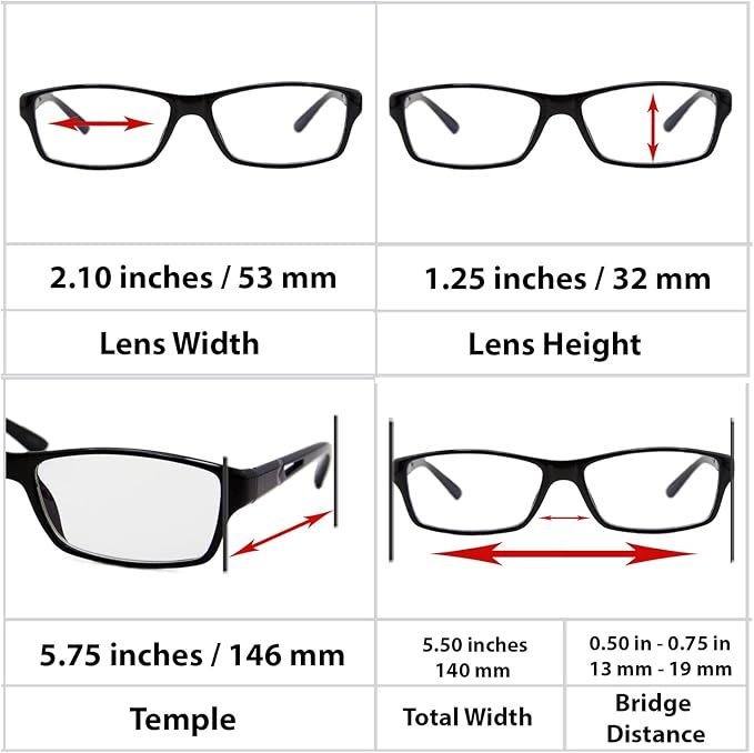 TruVision Readers Blue Light Blocking Reading Glasses 9604HP with Comfort Spring Hinges for Men and Women