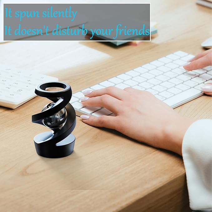 Metal Illusion Fidget Toy，Gravity Defying Kinetic Desk Toy, Fidget Spinners for Adults, Desk Fidget, Quiet Fidget Toys, Entertain and Relax, Office Ornaments, and Give Gifts. (Ash: Rose Gold Beads)