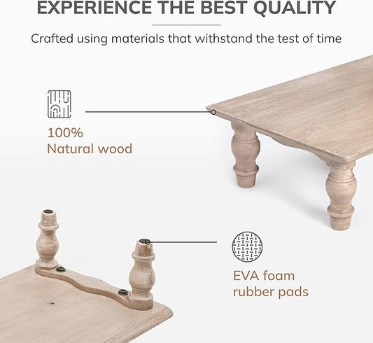 Anji Mountain Monitor Stand - Desktop Organizer & Laptop Riser, Ergonomic Monitor Riser, Space-Saving Monitor Stand for Desk, Durable Construction, Easy Assembly, Ideal for Home & Office,Biscotti