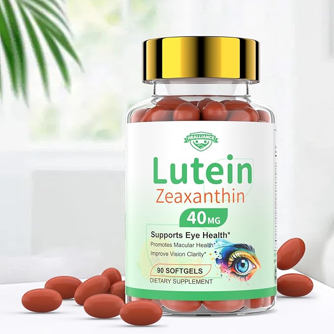 Lutein and Zeaxanthin Supplement, Lutein Eyes Vitamins Support Vision Clarity Macular Health Dry Eye Comfort Blue Light with Bilberry Extract Omega 3 Zinc and Vitamins C & E for Adults