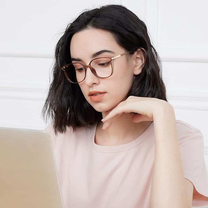 GUDVUE Oversized Blue Light Glasses, Computer Reading/Gaming/Phones Glasses, Anti Glare/UV400/Eye Strain, Large Square Frame