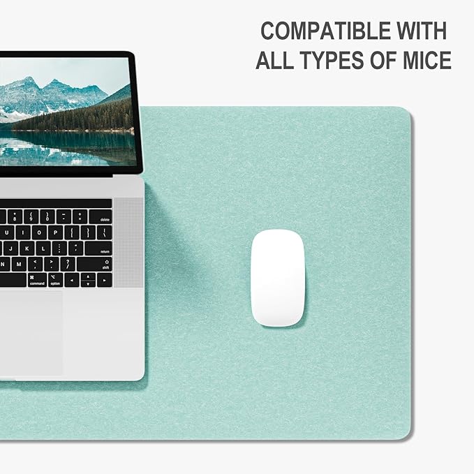 Auhoahsil Felt Desk Mat, Minimalist Large Mouse Pad XL 31.5 x 11.8 in, Desk Matt for Desktop, Keyboard, Laptop, Computer, Office, Work from Home, Gaming, Light Green