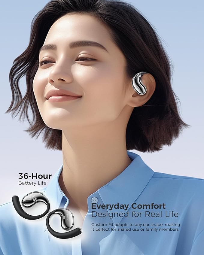 Open Ear Bluetooth Headphones, Ear Hook Headphones, Wireless Ear Buds with Earhooks, Touch Control Earphones Sport Headsets for Running, Hiking & Outdoors