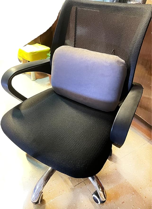 Lumbar Support Pillow for Car Seat Cushion Office Chair Thin Lower Back Pain Waist Support Driver Road Trip Accessories for Women Men Grey