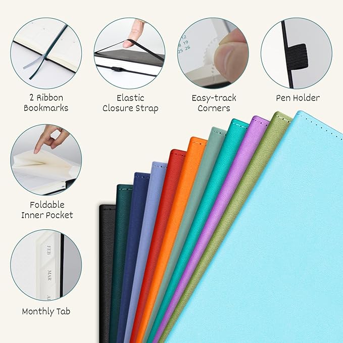 BEZEND 2026 Planner Weekly and Monthly (8.5" x 11") Daily Calendar with Half-Hourly Timeslots & Tab (Jan-Dec) Note & Expenses, Pen Holder, Inner Pocket, Vegan Leather Hardcover - Mint Green