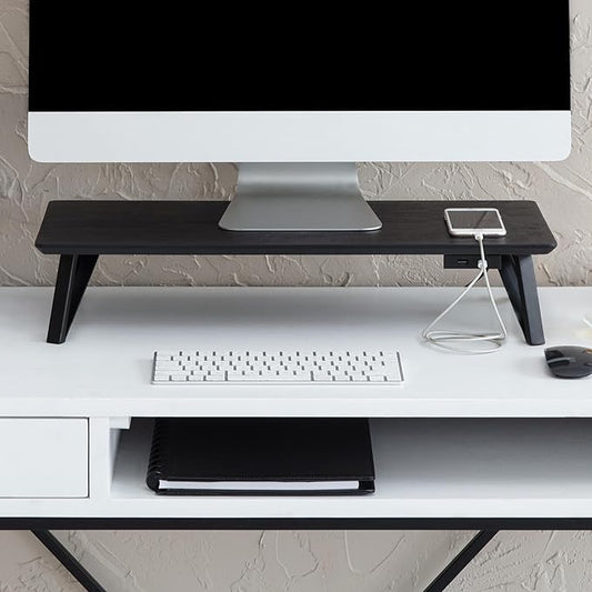 Anji Mountain Monitor Stand - Desktop Organizer & Laptop Riser, Ergonomic Monitor Riser, Space-Saving Monitor Stand for Desk, Durable Construction, Easy Assembly, Ideal for Home & Office,Black