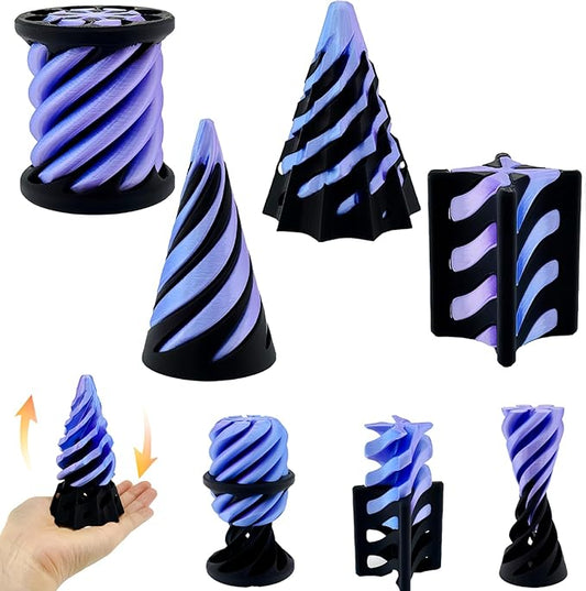 4 Packs Impossible Cone,Spiral Cone Fidget Toy Impossible Pyramid Passthrough Toy,3D Printed Spiral Cone Fidget Toy,Mini Vortex Thread Illusion Desktop Deco Souvenir Gift for Anxiety Relaxing