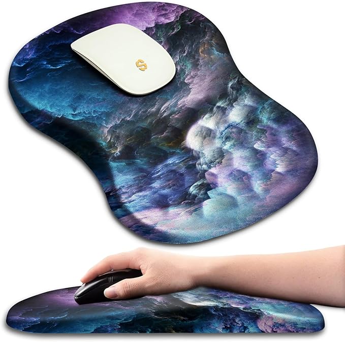Ergonomic Wrist Rest Support Mouse Pad, Massage Design Relief Carpal Tunnel Pain, Entire Memory Foam Non-Slip, Computer Mouse Pads for Wireless
