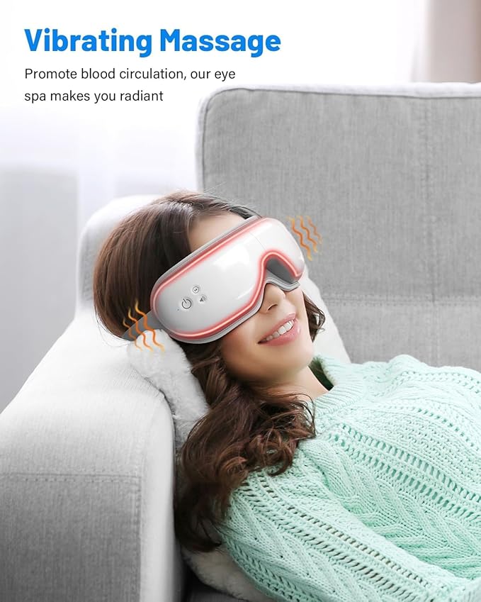 cotsoco Eye Massager with Heat, Birthday Gifts for Women, Heated Eye Mask with Bluetooth Music, Relax & Reduce Strain Dark Circles and Improve Sleep, Gift for Mom Dad Women Men