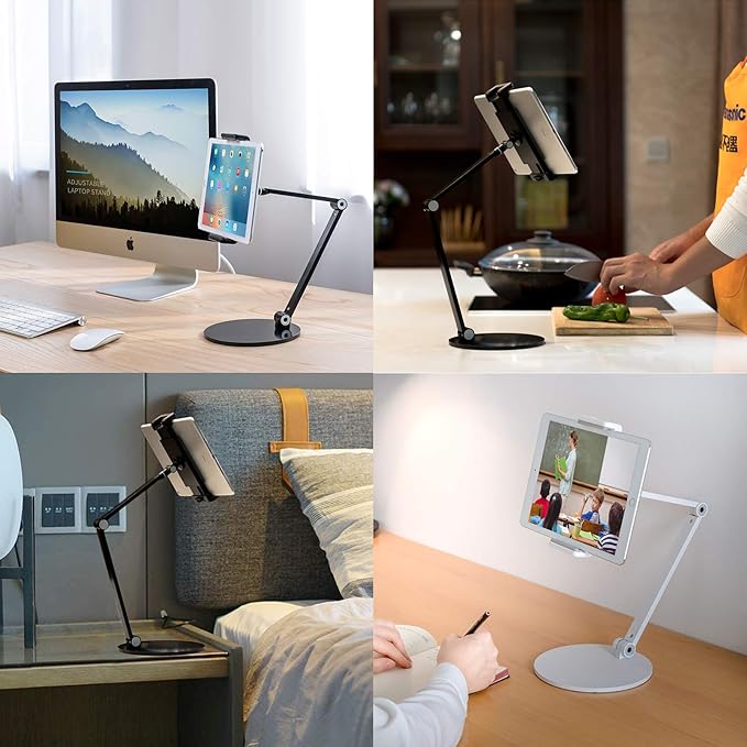 Surface Pro Stand, iPad Pro 12.9 Holder, Multi-Angle Adjustable Tablet Stand Holder for 4.7''- 13'' Screen Microsoft Surface Pro Series, iPad Pro 11/12.9, iPad, mini, Air and More (Black)