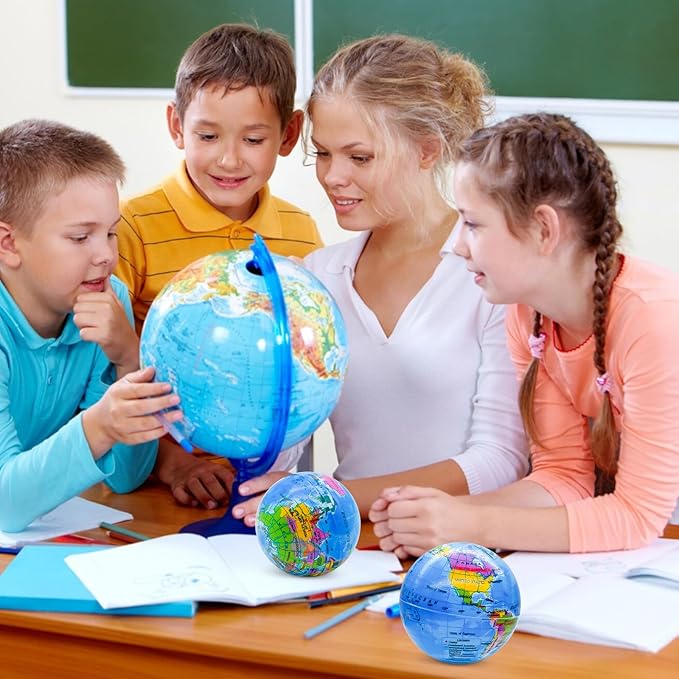 30PCS Globe Stress Ball,2.5Inch Earth Bouncy Ball, Foam Squeeze Balls,Earth Stress Balls Toy for Finger Toy School Supplies Adult Kids Children Party Favors Exchange Gifts