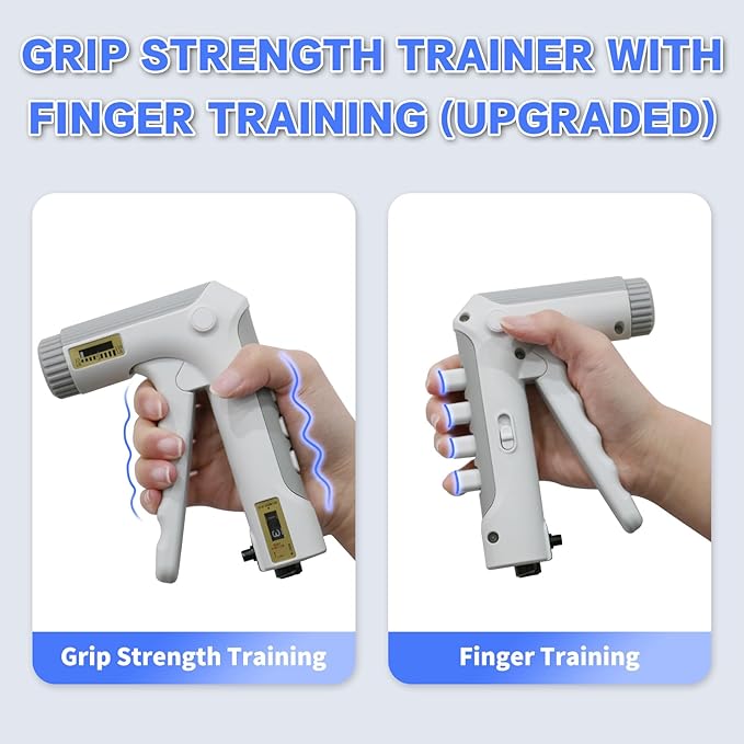 Grip Strength Trainer with Finger Exerciser, Adjustable Resistance Hand Gripper, Hand Exerciser with Counting for Muscle Building(10-130 LBS)