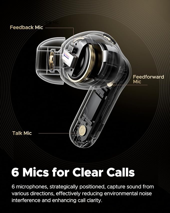 SoundPEATS Capsule3 Pro+ Wireless Earbuds, Adaptive Noise Cancelling Bluetooth Headphones Hi Res HiFi Stereo Sound with xMEMS Speaker, True Wireless ANC Earphones & LDAC, 6 Mic 43H Playtime