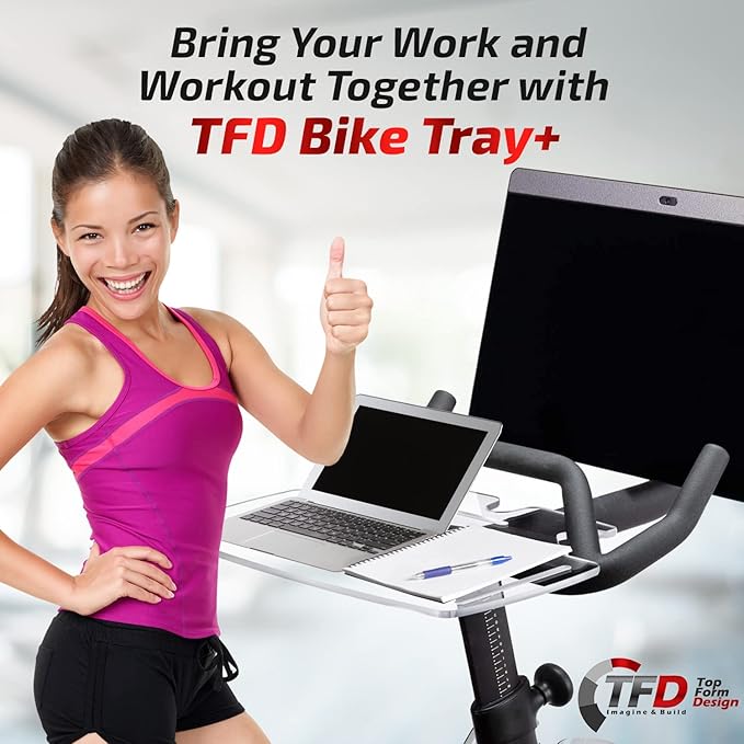 TFD The Tray+ | Compatible with Peloton Bike+ (Plus Model ONLY), Made in The USA, Laptop & Desk Tray Holder | Designed with Premium Grade Acrylic Materials - The Ultimate Peloton Accessories