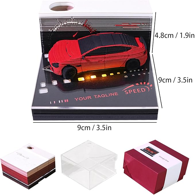 3D Timepiece Calendar 2026 Paper Art Memo Pad with LED Light – Tear-Away Desk Calendar for Record, Planner & Habit Tracker, Bookmark, Gift & Decorative Office Decor