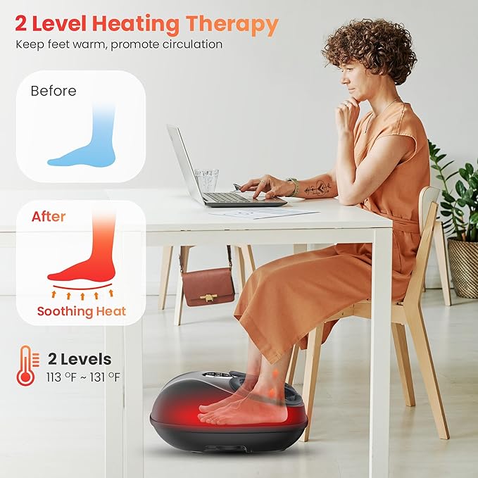 COMFIER Shiatsu Foot Massager Machine with Heat, Foot Massager for Neuropathy Plantar Fasciitis, Deep Kneading Feet Massager with Heat, Relax for Home Office,Up to Men Size 13