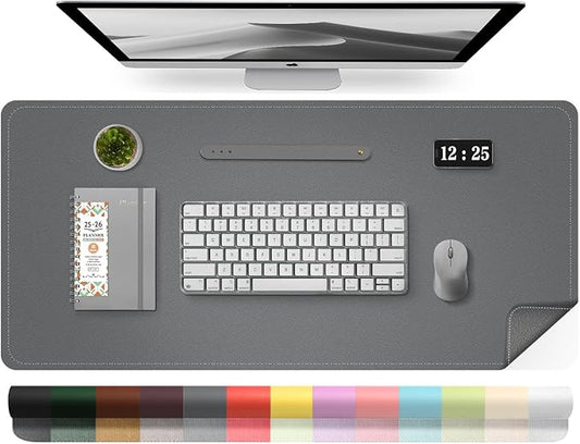 Leather Desk Pad Protector, Desk Mat, Large Mouse Pad, Non-Slip Desk Blotter, Office Laptop Desk Pad, PU Leather Desk Writing Pad for Office and Home (Dark Gray, 31.5" x 15.7")