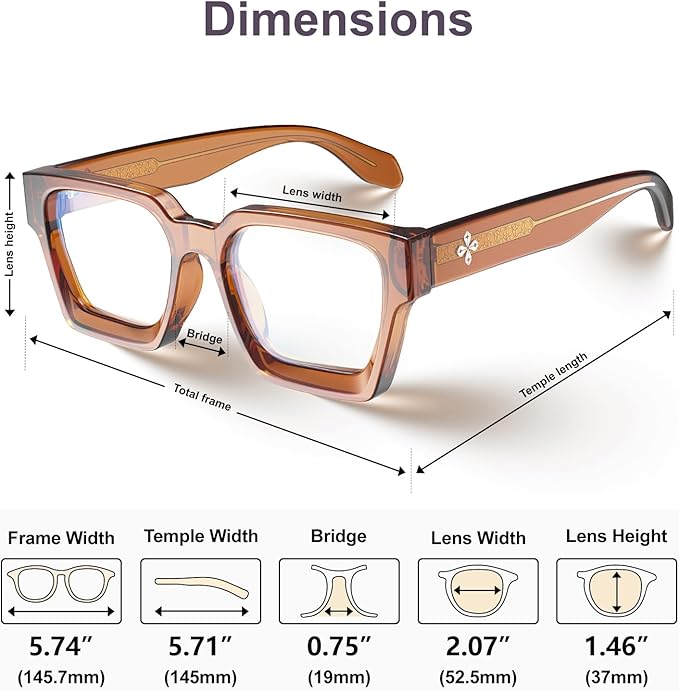 VISOONE Blue Light Blocking Glasses Rectangle Chic Preppy Look MultiColor Frame for Women Men RIVER