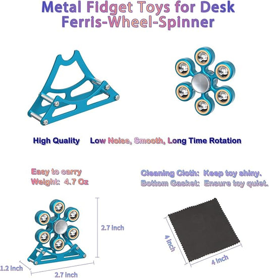 Desk-Fidget-Toys for Ferris-Wheels-Spinner: 4mins Metal Kinetic-Spinner Cool-Gadgets for Office Home School Christmas, EDC-Toy ADHD Tools Cool-Stuff Stress Relief Gift for Kid Children Teen Adult