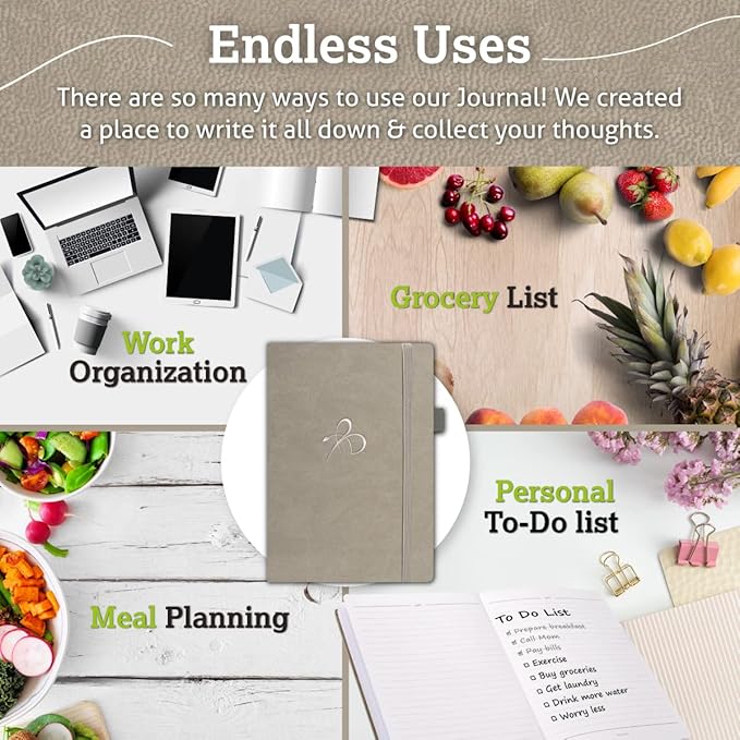 Bright Line Eating Line Journal Notebook, Vegan Leather Journal w/Lay-Flat Binding, Platinum Notebook Journal for Women & Men, Writing Journal, Food Journal, Travel Journal, Fitness Journal w/Stickers