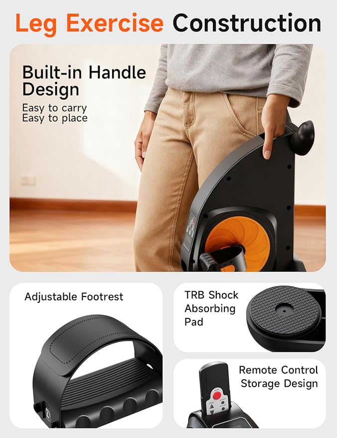 Mini Exercise Bike, Portable Under Desk Cycle Bike with 12 Adjustable Speeds for Arm/Leg Exercisers, Low-Impact Cardio Cycling Equipment, Remote Control & LCD Display Inner Thigh Exerciser