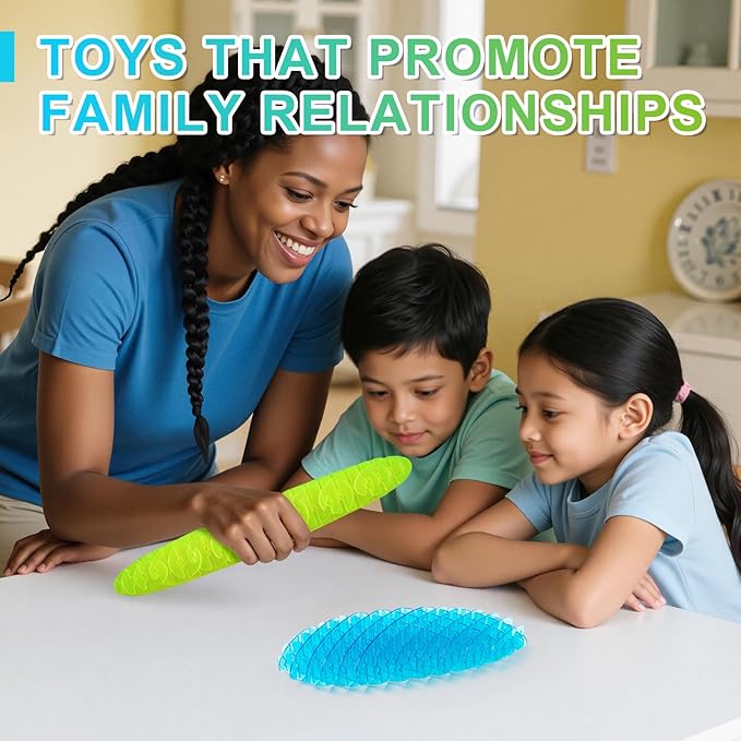 Fidget Worm Toy - Fidget Toys Adults | Sensory Toys for Kids with Autism & ADHD | Fidgets for Kids & Teens | Calming Tools for Stress | 2-Pack Quiet Fidget Toys for Desk & Classroom (Green+Blue,Small)