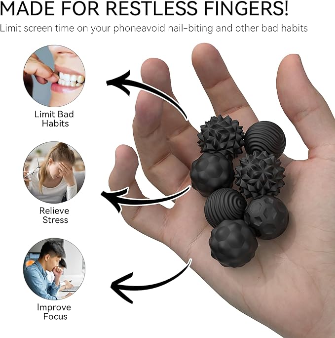 Magnetic Fidget Balls Toys, 8Pcs Silicone Sensory Stress Relief Toys for Adults & Teens with Autism, ADHD, Anxiety, Quiet Executive Desk Fidget Magnets Ball, Stocking Stuffers for Womens Mens Gifts