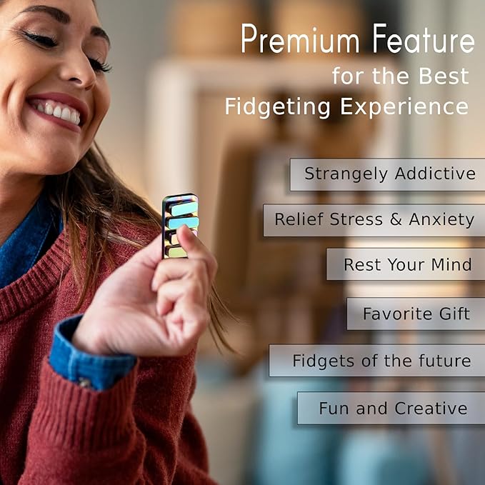 Fidget Toys for Adults - Creative Magnetic Haptic Fidget Clicker with 3 Noise Levels Loud-Quiet EDC Fidgette Toys Adults Office Class Fidget Toys Relief Stress and Anxiety ADHD Approved (Rainbow)