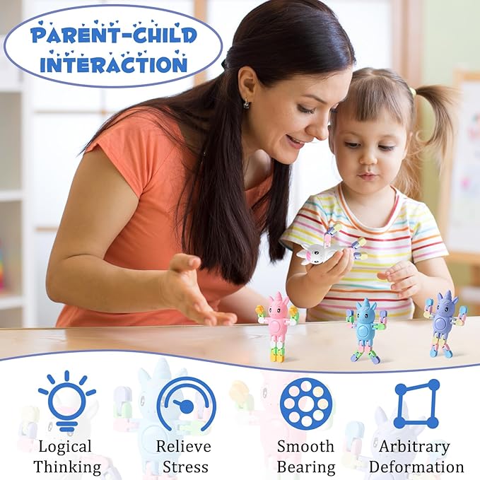 24 Pcs Transformable Fidget Spinners Unicorn Toys for Kids and Adults Stress Relief Sensory Toys for Boys and Girls Fingertip Gyros for ADHD Autism for Kids Gifts