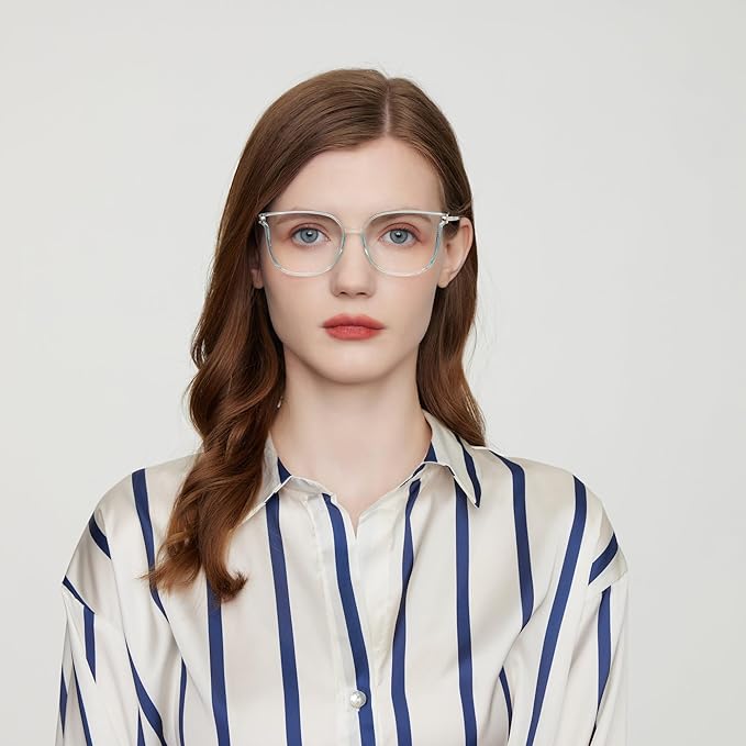 GUDVUE Oversized Blue Light Glasses, Computer Reading/Gaming/Phones Glasses, Anti Glare/UV400/Eye Strain, Large Square Frame