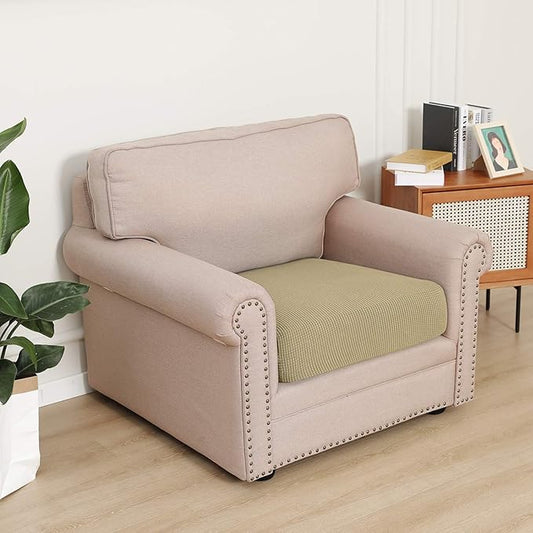 Easy-Going Stretch Chair Cushion Cover Sofa Cushion Furniture Protector Sofa Seat Sofa Slipcover Sofa Cover Soft Flexibility with Elastic Bottom(Chair Cushion, Beige)