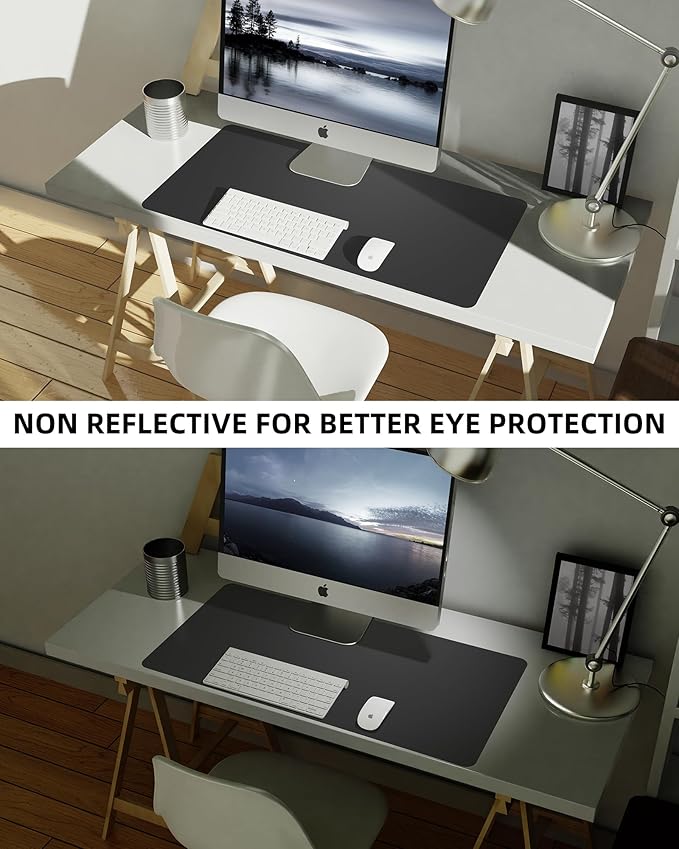 Leather Desk Pad Blotter,Mouse Pad,Office Desk Mat, Non-Slip PU Leather Desk mat,Large Desk mat,Waterproof Keyboard mat for Office/Home/Decor (Black,35" x 17")