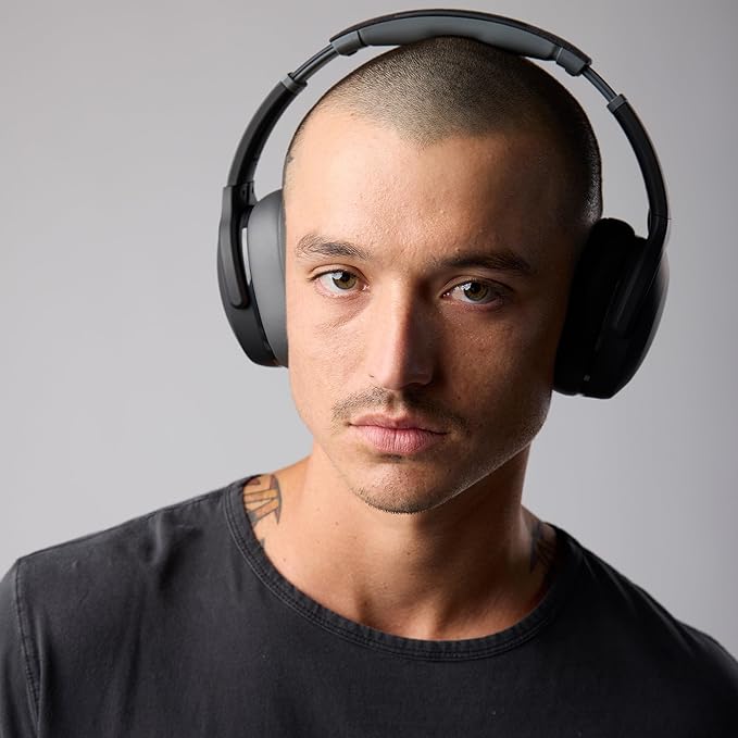 Skullcandy Crusher Evo Over-Ear Wireless Headphones with Sensory Bass, 40 Hr Battery, Microphone, Works with iPhone Android and Bluetooth Devices, Asphalt