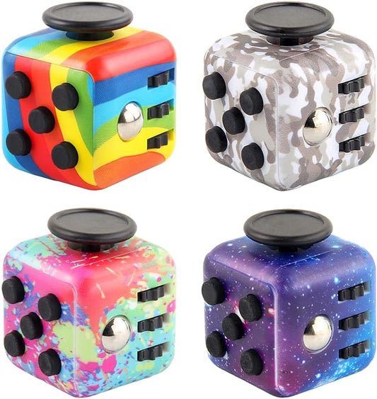 Fidget Cube for Adults, 4-Pack Cube Fidget Anxiety Relief, Silent & Audible Fidget Cube for Anxiety Relief, Handheld Sensory Toy for ADD/ADHD/OCD, Focus & Relaxation