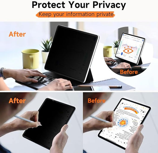 360° Privacy Screen Protector for iPad Mini 6 8.3 2021/ Mini 7 2024 (A17 Pro), Anti Glare Blue Light 4 Way Anti Spy Screen Filter, Magicsuction Protector for 8.3” iPad (Landscape+Portrait Privacy)