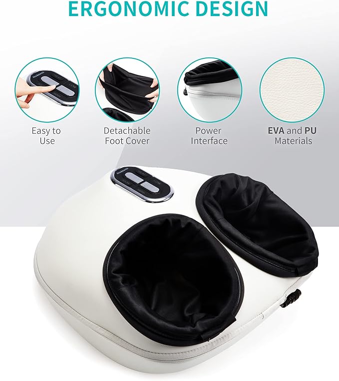 Nekteck Shiatsu Foot Massager Machine with Soothing Heat, FSA Eligible Air Compression Deep Kneading Therapy, HSA Massage Tools Improve Blood Circulation Foot Wellness, Relax for Home or Office Use