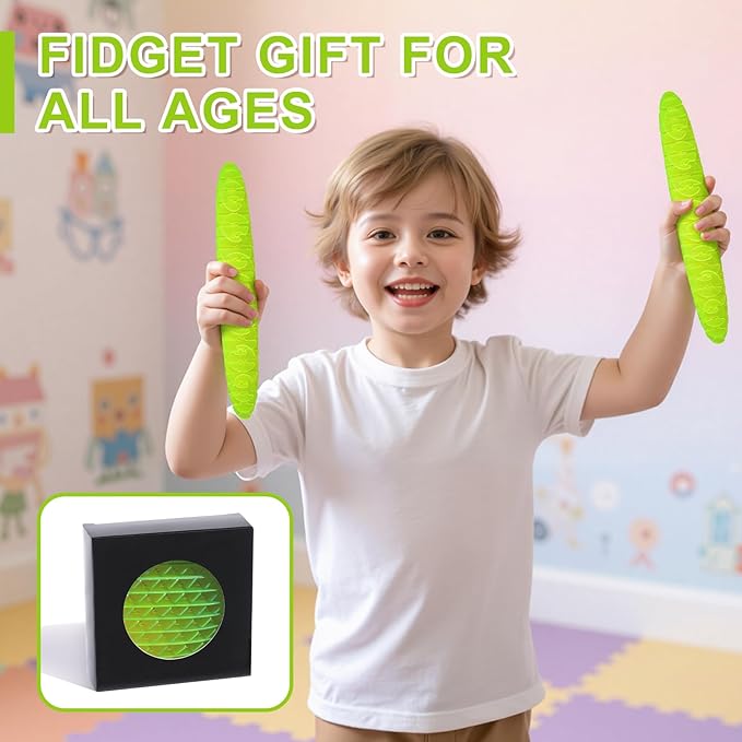 Fidget Worm Toy: Fidget Toys Adults |Fidgets for Kids, Adults | Desk Fidgets for Autism, Anxiety, Stress, ADHD | Calming Toys for Autistic Kids | Quiet Sensory Fidget Toys for Classroom(Green, Small)
