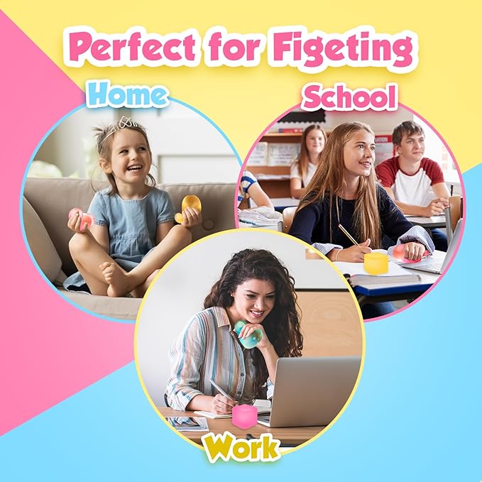 Fidget Toys Stress Cube 3 Pack: High Density Gel Filled Sensory Toys, 2.1" Cube, Anxiety Relief Squishy Fidget Toys, Stress Balls for Adults Kids Children Teens, Fidgets for Classroom