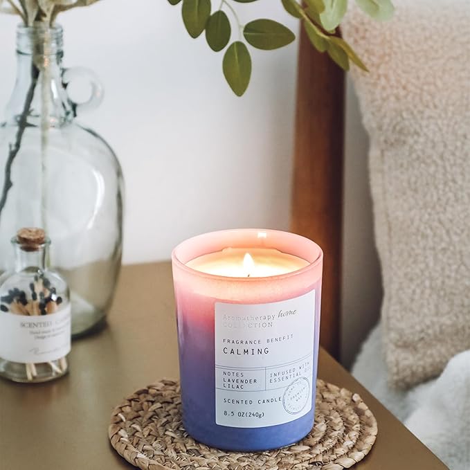 Lavender Candle, Lavender & Lilac Scented Candles,Soy Wax Purple Candles for Spring Home Scented,Candle Gift for Women Men,8.5oz