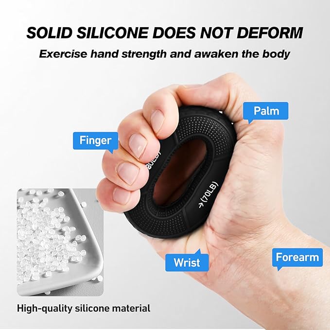Hand Grip Strengthener Rings - 4 Pack Finger Exerciser Grip Strength Trainer Silicone Squeezer Gripper for Muscle Strengthening Training Forearm Grip Workout Stress Relief Rehabilitation 30LB-80LB