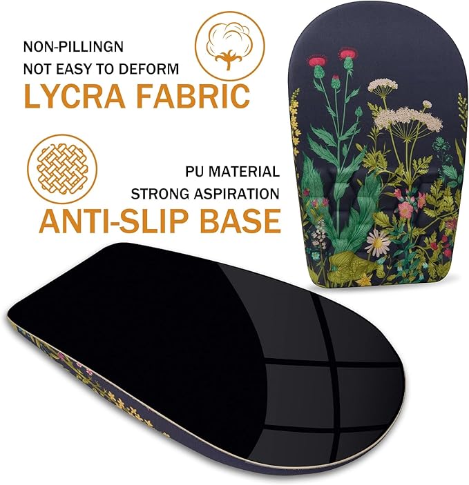 Ergonomic Mouse Pad Wrist Support,Upgrade Mousepad with Massage Design,Non-Slip PU Base Desktop Mouse Pads for Pain Relief, Computer, Office & Home,12 x 8 in（F-Midnight Floral）