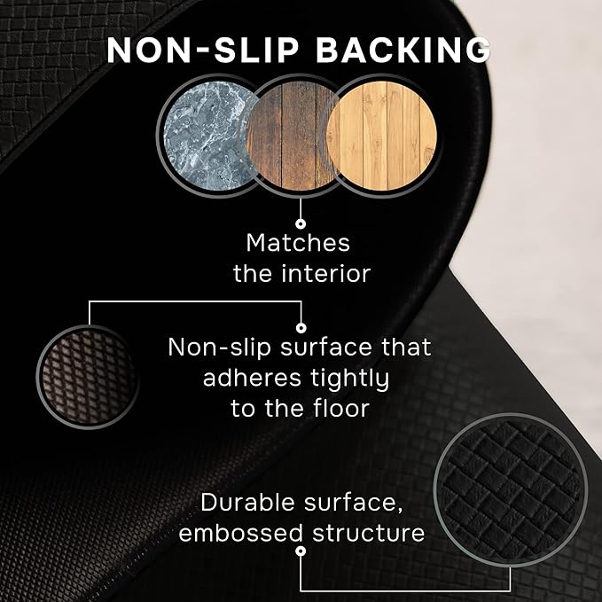 Anti-Fatigue Kitchen Mat – Memory Foam Cushioned Mats for Standing – Ultra Black, 18×30 in, 0.47 in Thick, Waterproof, Non-Slip – Homergy