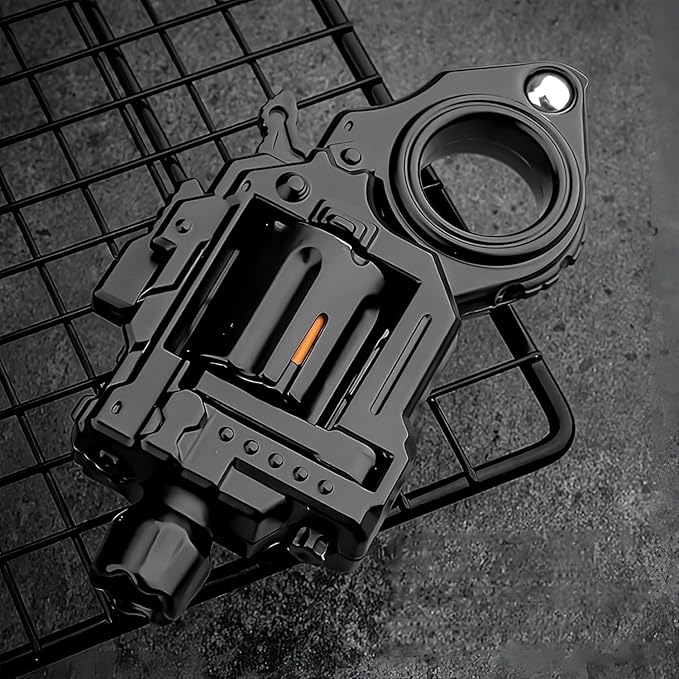 Metal Fidget Toys Gun Adults - Alloy Fidget Spinner Slider Clicker & Launcher Toy EDC Fidget Gun with Bullets and Target Stress Relief Focus Tool (Black)