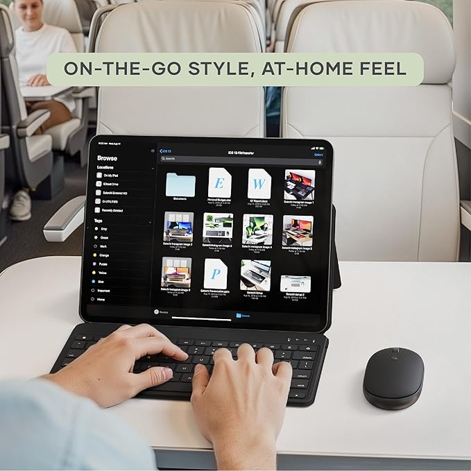 Satechi OntheGo Bluetooth Mouse with USB C Rechargeable Battery, Connect up 3 Devices, Compact and Portable Wireless Mouse for Laptop, Computer, Tablet – Black