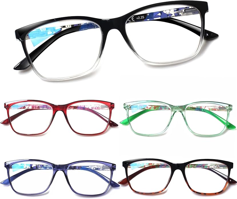 SIGVAN Ladies Reading Glasses Blue Light Blocking Spring Hinge Fashion Pattern Print Eyeglasses for Women