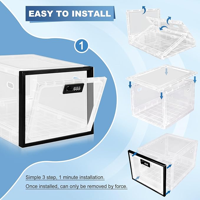 Medicine Lock Box for Safe Medication, Premium Material Lockable Storage Box Locking Organizer Bin with Combination Code for Fridge Food/Snacks/Phone/Tablet Jail/Home/Office Storage Lockers
