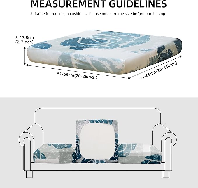 8Pcs Stretch Patio Cushion Covers Outdoor Cushion Cover, Jacquard Stretch Cushion Covers, Cover Replacement, Outdoor Sofa Covers, Washable Furniture Couch Cushion Cover (Blue Rose)