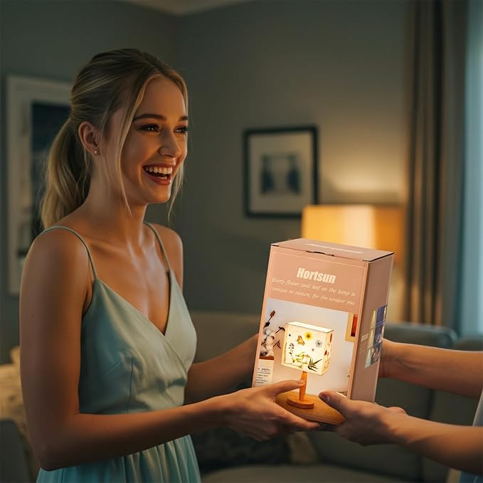 Hortsun Pressed Floral Lamp Floral Bedside Lamp Vintage Flower Desk Lamp for Bedroom Living Room, Dorm, Home, Office Decor(1 Pcs, Vibrant Style)